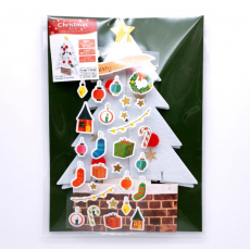 日本3D聖誕樹祝福卡毛氈布貼紙 (可DIY) - 白 (christmastree001WH)