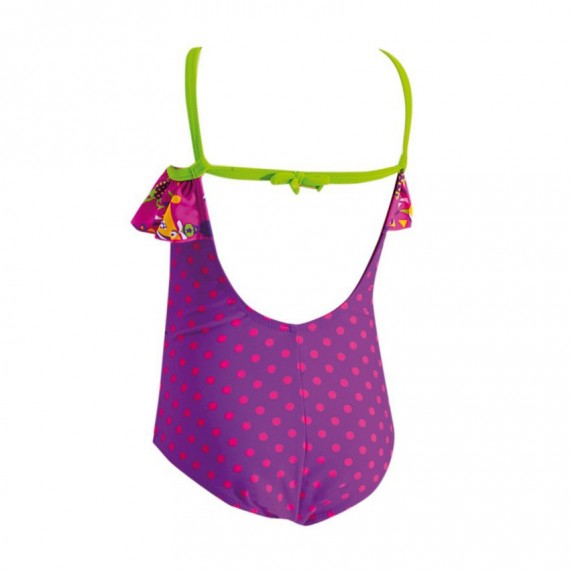 兒童粉紫點點連身泳衣-紫 (500814)